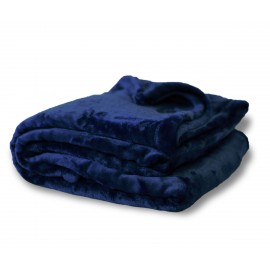 Logo Branded Mink Touch Blanket Oversized Navy (60"X 72")