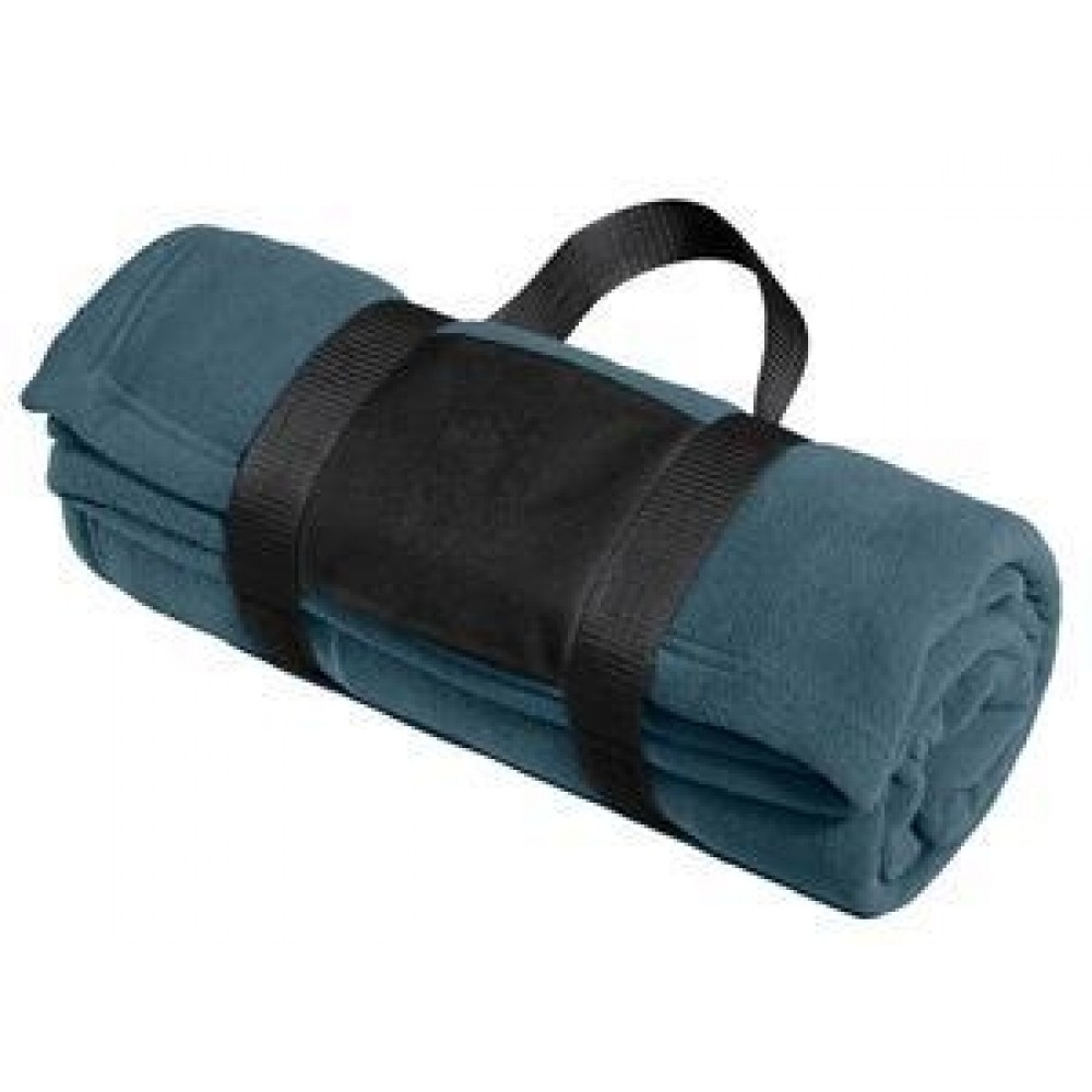 Logo Branded Port Authority Fleece Blanket w/Carrying Strap Logo Branded Port Authority Fleece Blanket w/Carrying Strap