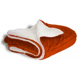 Micro Mink Sherpa Blanket 50"X60" (Embroidered)-- Texas Orange (DISCONTINUED COLOR) with Logo