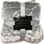 Faux Fur Sherpa Blanket 50"X60" (Embroidered)--Grey/Silver Only with Logo