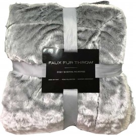 Faux Fur Sherpa Blanket 50"X60" (Embroidered)--Grey/Silver Only with Logo