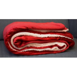 Logo Branded Oversize Micro Mink Sherpa Blanket-- 60"x72" (Embroidered)-- Red