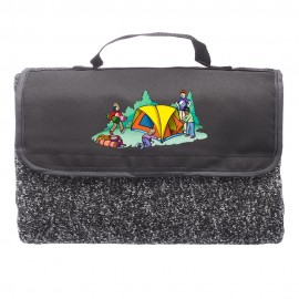 Logo Branded Fleece Blanket w/ Custom Logo & Carry Handle Picnic Blankets
