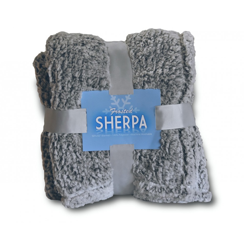 FROSTED SHERPA BLANKET GRAY (50"x 60") FROSTED SHERPA BLANKET GRAY (50"x 60" with Logo