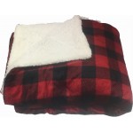 Micro Mink Sherpa Blanket 50"X60" (Embroidered)-- Red Buffalo Plaid with Logo