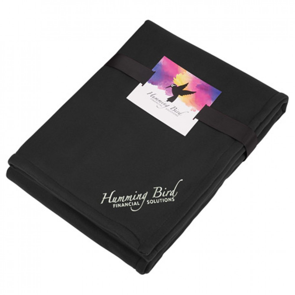 Custom Imprinted Fleece-Sherpa Blanket with Full Color Card and Ban Custom Imprinted Fleece-Sherpa Blanket with Full Color Card and Ban