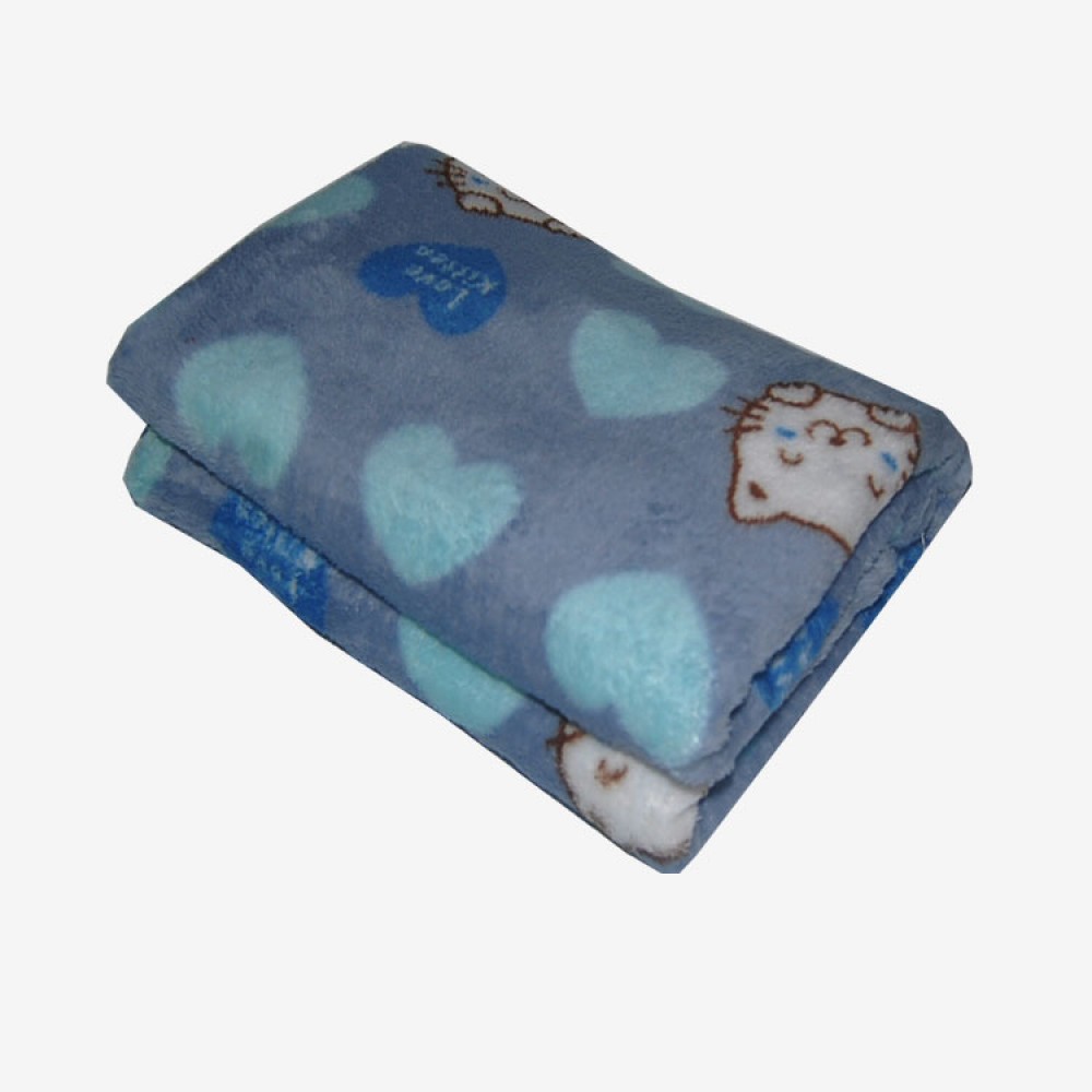 Personalized Blue Heart Cat Pattern Coral Fleece Pet Blanket