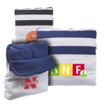 2-in-1 Travel Pillow Blankets w/ Matching Zipper and Pockets with Logo