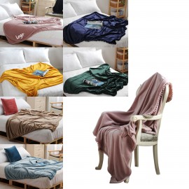 Mink Fringed Throw with Logo