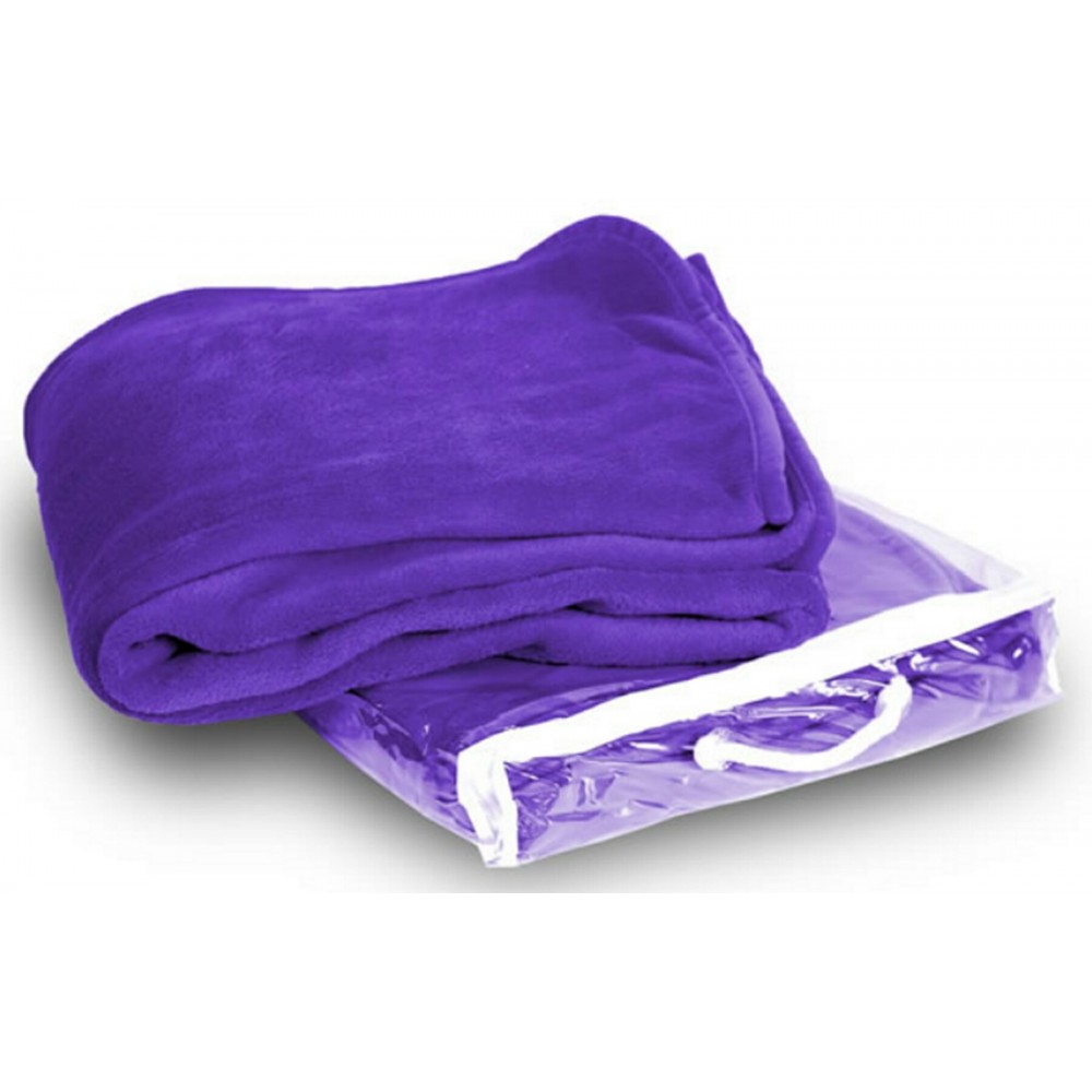 Micro Plush Coral Fleece Blanket --50X60 Purple (Embroidered) with Logo
