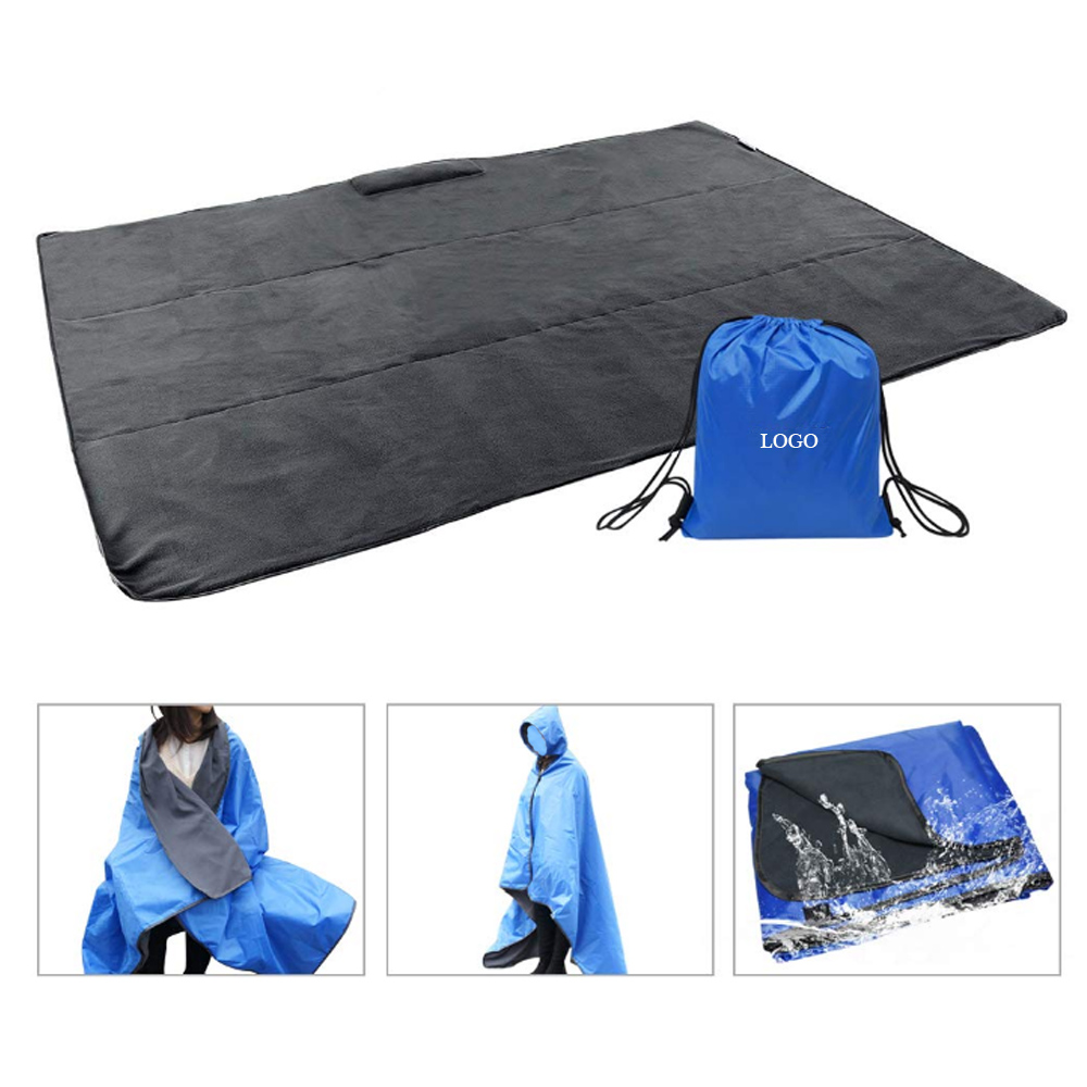 Personalized 210T Ripstop Polyester 2000pu Waterproof Hooded Camping Blanket