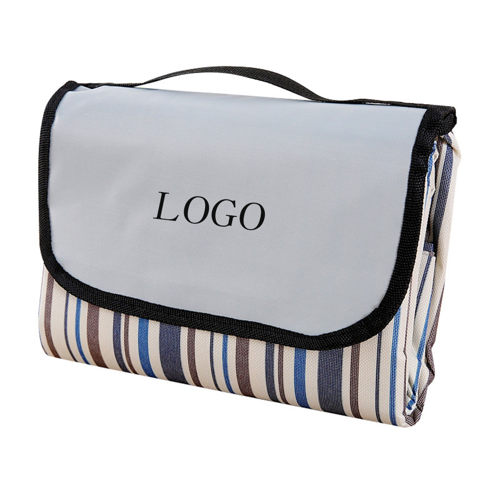 Folded Picnic Blanket With Handle Logo Branded Folded Picnic Blanket With Handle Logo Branded