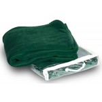 Promotional Micro Plush Coral Fleece Blanket --50X60 Forest Green (Embroidered)