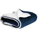 Micro Mink Sherpa Blanket 50"X60" (Embroidered)-- Navy with Logo
