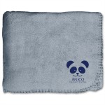 50"X60" Whipstitch Fleece Blanket - Solid Gray with Logo