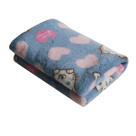 Pink Heart Cat Pattern Coral Fleece Pet Blanket with Logo