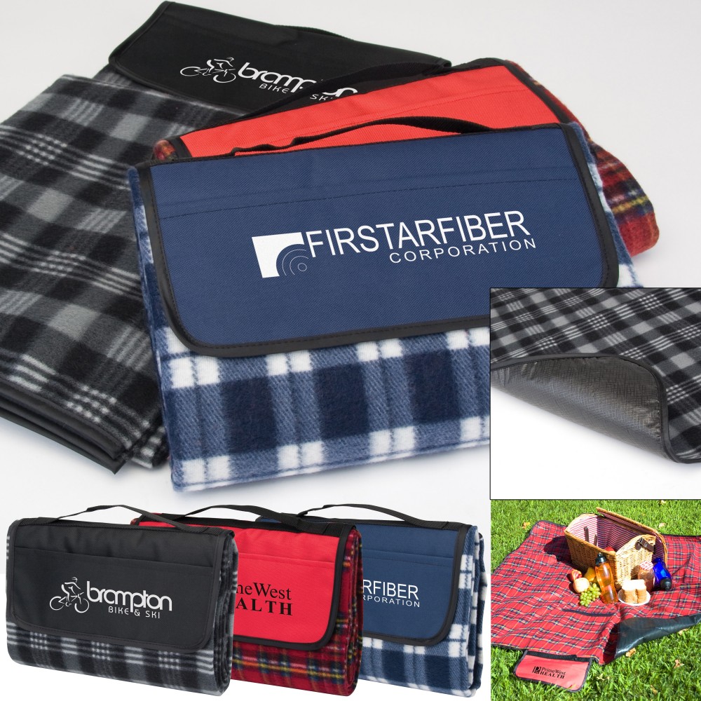 Logo Branded Plaid Picnic Blanket Logo Branded Plaid Picnic Blanket
