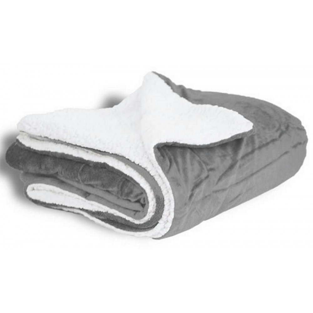 Logo Branded Micro Mink Sherpa Blanket 50"X60" (Embroidered)-- Grey Logo Branded Micro Mink Sherpa Blanket 50"X60" (Embroidered)-- Grey
