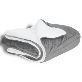 Logo Branded Micro Mink Sherpa Blanket 50"X60" (Embroidered)-- Grey