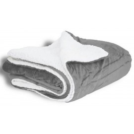 Logo Branded Micro Mink Sherpa Blanket 50"X60" (Embroidered)-- Grey  Logo Branded Micro Mink Sherpa Blanket 50"X60" (Embroidered)-- Grey