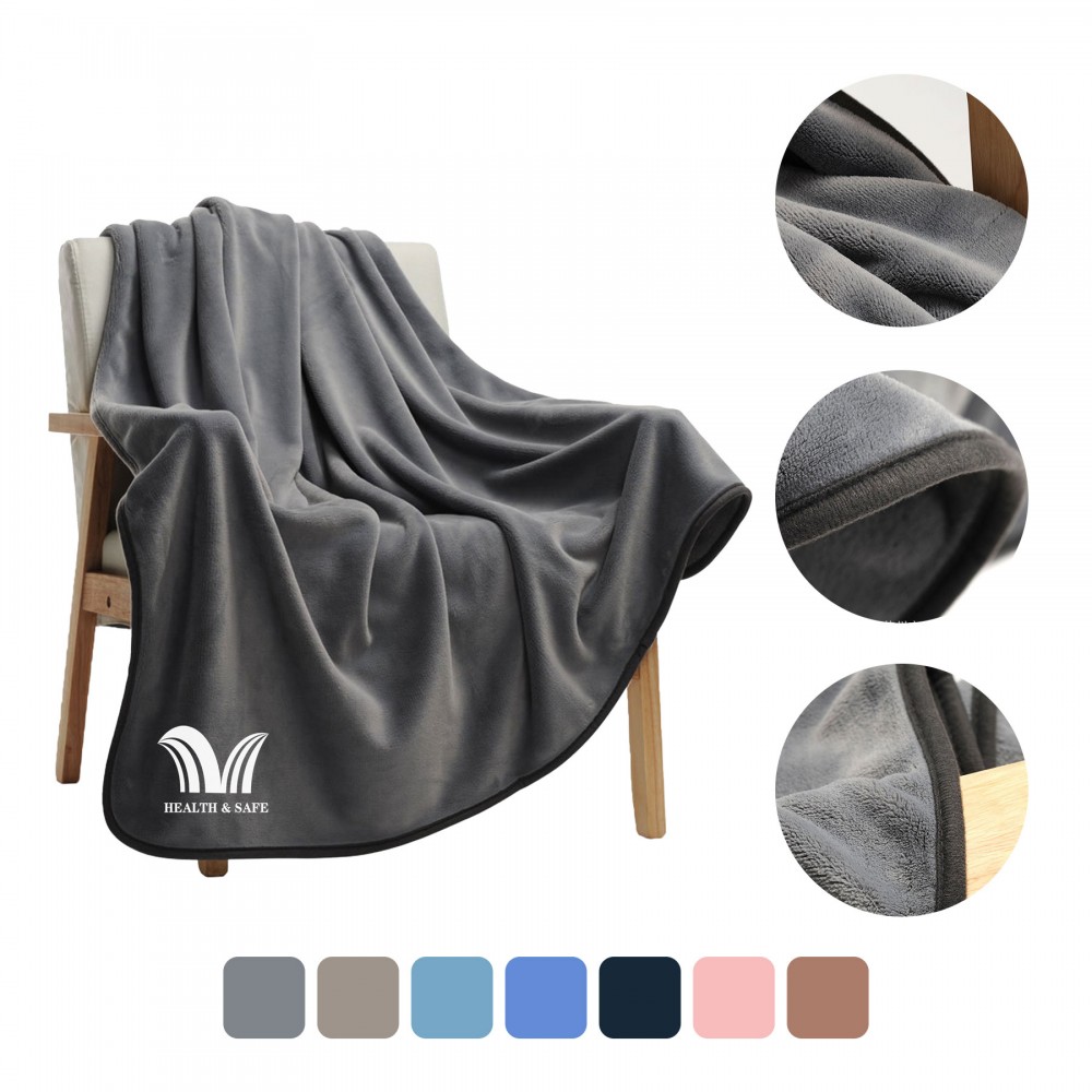 Promotional Interweaved Blanket For Sofa Couch Soft Flannel Fleece