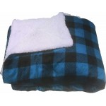 Custom Micro Mink Sherpa Blanket 50"X60" (Embroidered)-- Royal Buffalo Plaid