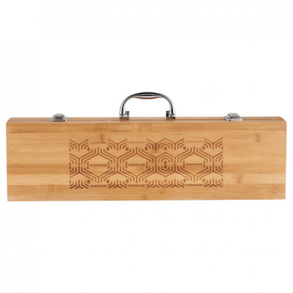 Branded Grill Master 3pc Bamboo BBQ Set Branded Grill Master 3pc Bamboo BBQ Set