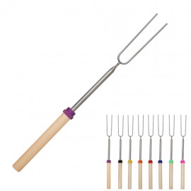 Wood Handle Telescoping BBQ Toasting Fork with Logo  Wood Handle Telescoping BBQ Toasting Fork with Logo