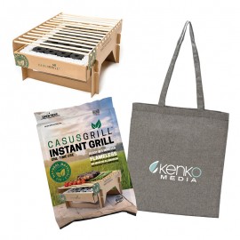Promotional Raleigh CasusGrill Biodegradable BBQ Grill w/Recycled Cotton Tote Bag