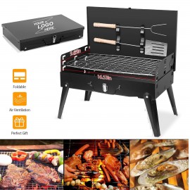 Portable Folding Camping Grill with BBQ Accessories with Logo  Portable Folding Camping Grill with BBQ Accessories with Logo