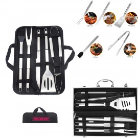 5 Piece Stainless Steel BBQ Set with Logo  5 Piece Stainless Steel BBQ Set with Logo
