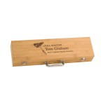 Promotional 3-Piece Bamboo BBQ Set in Bamboo Case