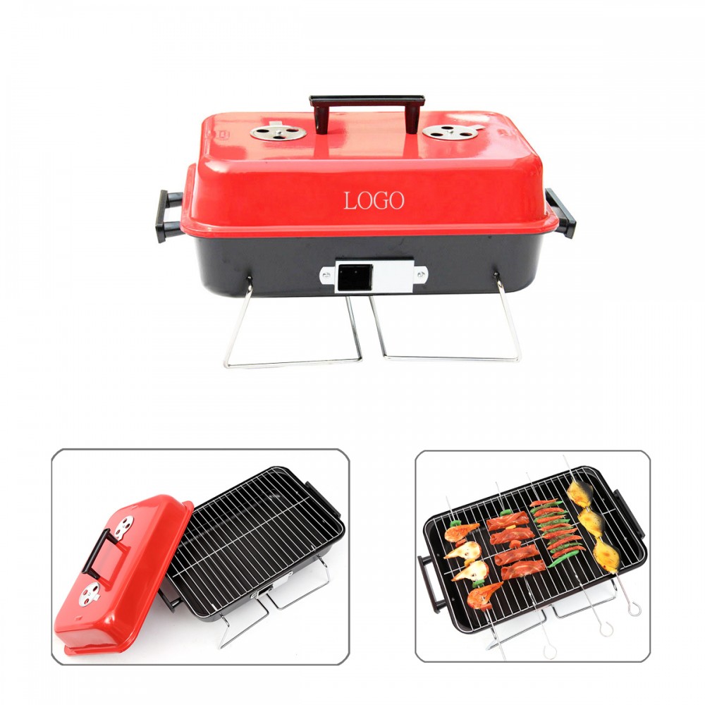 Portable Stainless Steel Picnic Barbecue Charcoal Grill with Lid with Logo