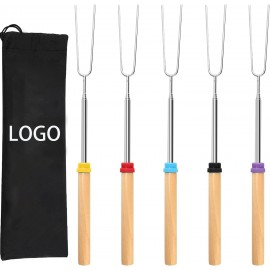 Extendable Rosating Fork Stick with Pouch (5 Pack Set) with Logo