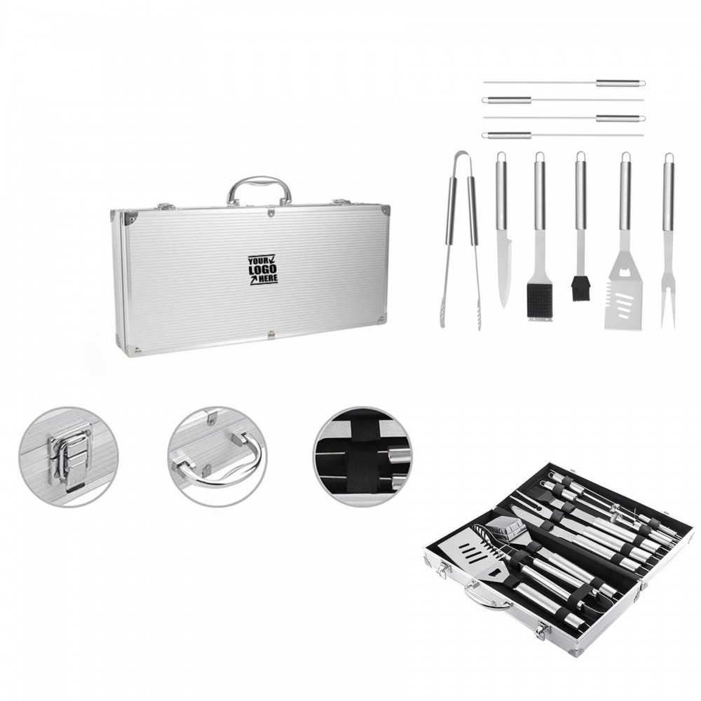 Customized 10 Pieces Stainless Bbq Tool Set With Aluminum Case