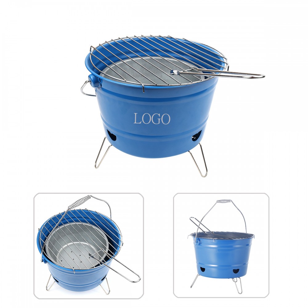 Custom Portable Barbecue BBQ Bucket Grill with Charcoal Tray