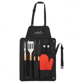 Branded BBQ Now Apron and 7 piece BBQ Set