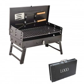 Portable Foldable Charcoal Grill Set BBQ Tool Kit Suitcase with Logo