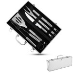5 Piece Deluex BBQ Tool Set In Aluminum Case with Logo