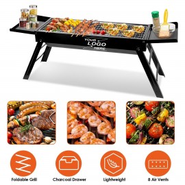 Portable Folding Charcoal BBQ Grill with Logo