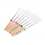 8-piece Flexible Wooden Handle Fork BBQ Set with Logo