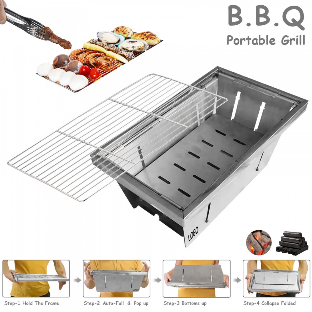 Portable Instant Folding Barbecue Grill with Logo