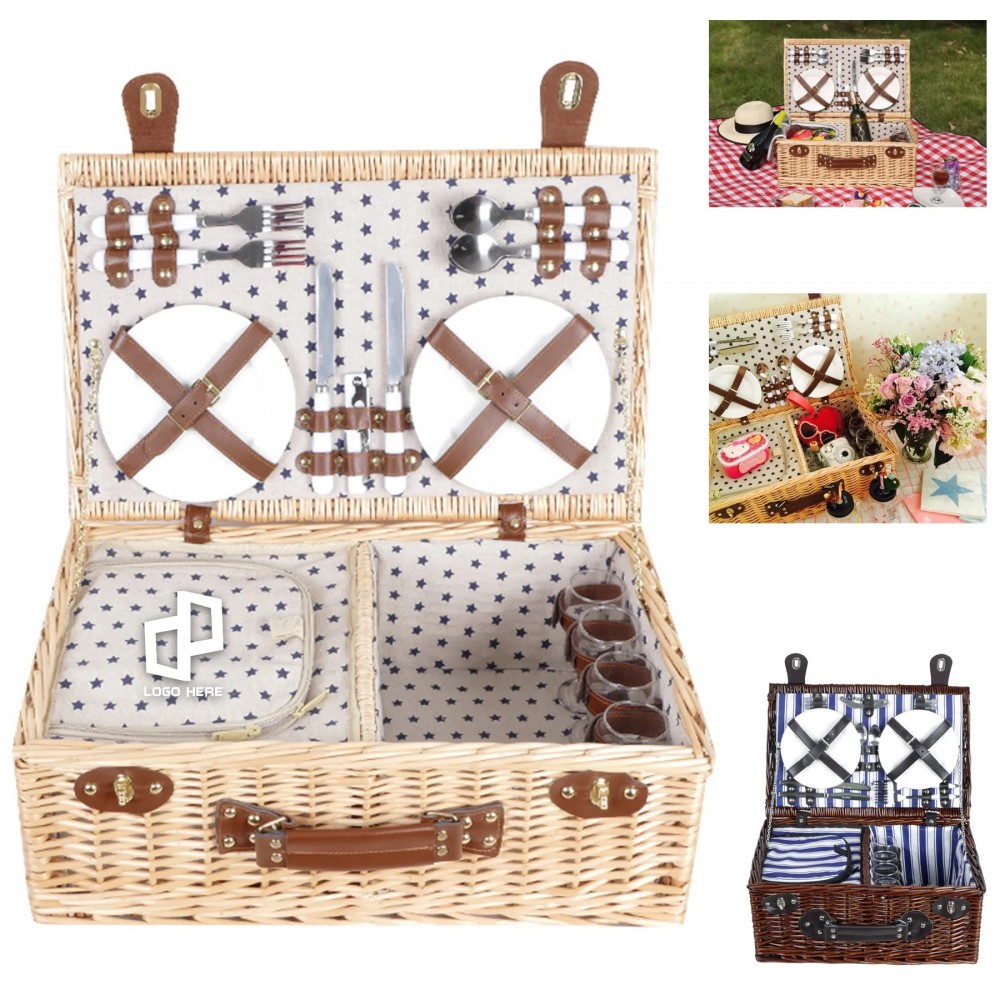 Picnic Basket Set For 4 with Logo
