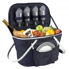 Picnic Set for 4 Cooler Basket with Logo  Picnic Set for 4 Cooler Basket with Logo