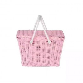 Pink Rattan Baskets With Lid with Logo