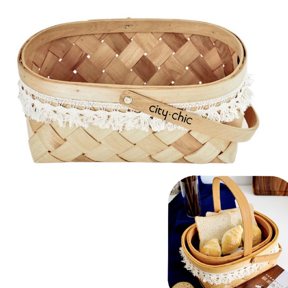 Custom Natural Woven Woodchip Picnic Basket