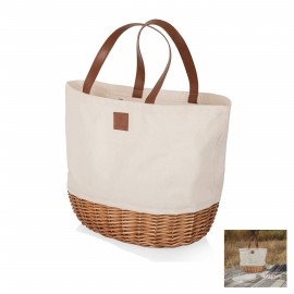 Canvas and Willow Picnic Basket - OCEAN with Logo  Canvas and Willow Picnic Basket - OCEAN with Logo