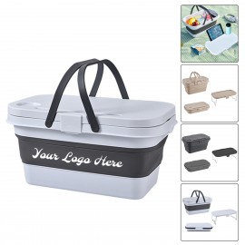 Folding Picnic Basket w/Handle with Logo  Folding Picnic Basket w/Handle with Logo