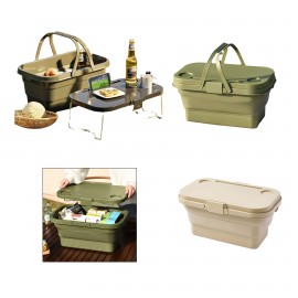 Outdoor Portable Collapsible Picnic Basket With Mini Tray Table with Logo