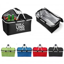 26L Collapsible Picnic Basket With Aluminum Handle with Logo